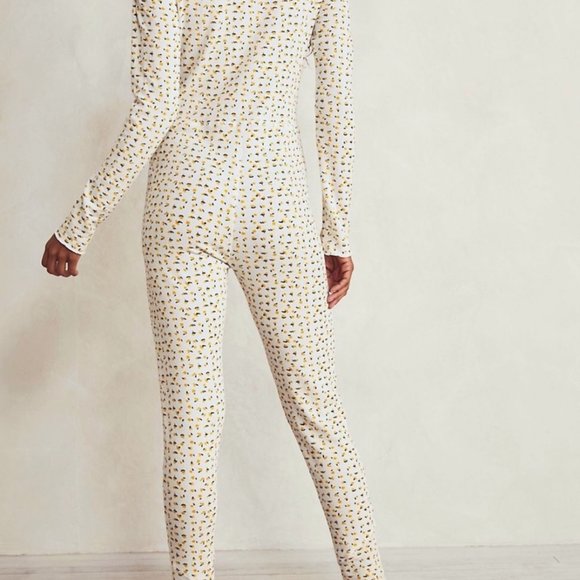 Free People Intimately Disty Floral Ivory Home Alone Long Johns - Picture 5 of 9